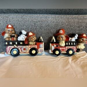 Homco Vintage Fireman‎ Wall Decor Set of 2 Firetruck Wall Hanging